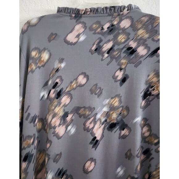 TOP/BLOUSE-CALVIN KLEIN-Gray-Long Sleeves-PICS NOT BLURRED-Watercolor Design-XL - Picture 5 of 16